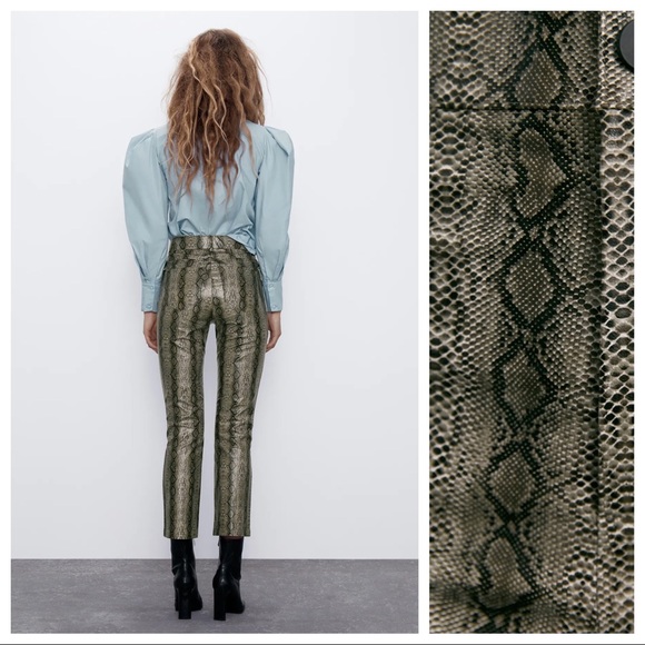 NWT. Zara SnakeSkin Print Flare Trousers. Size XS. - Picture 6 of 10